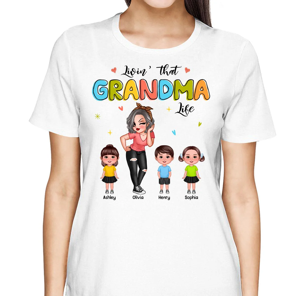 Colorful Livin‘ That Grandma Life Gift For Grandma Personalized Shirt - Image 2