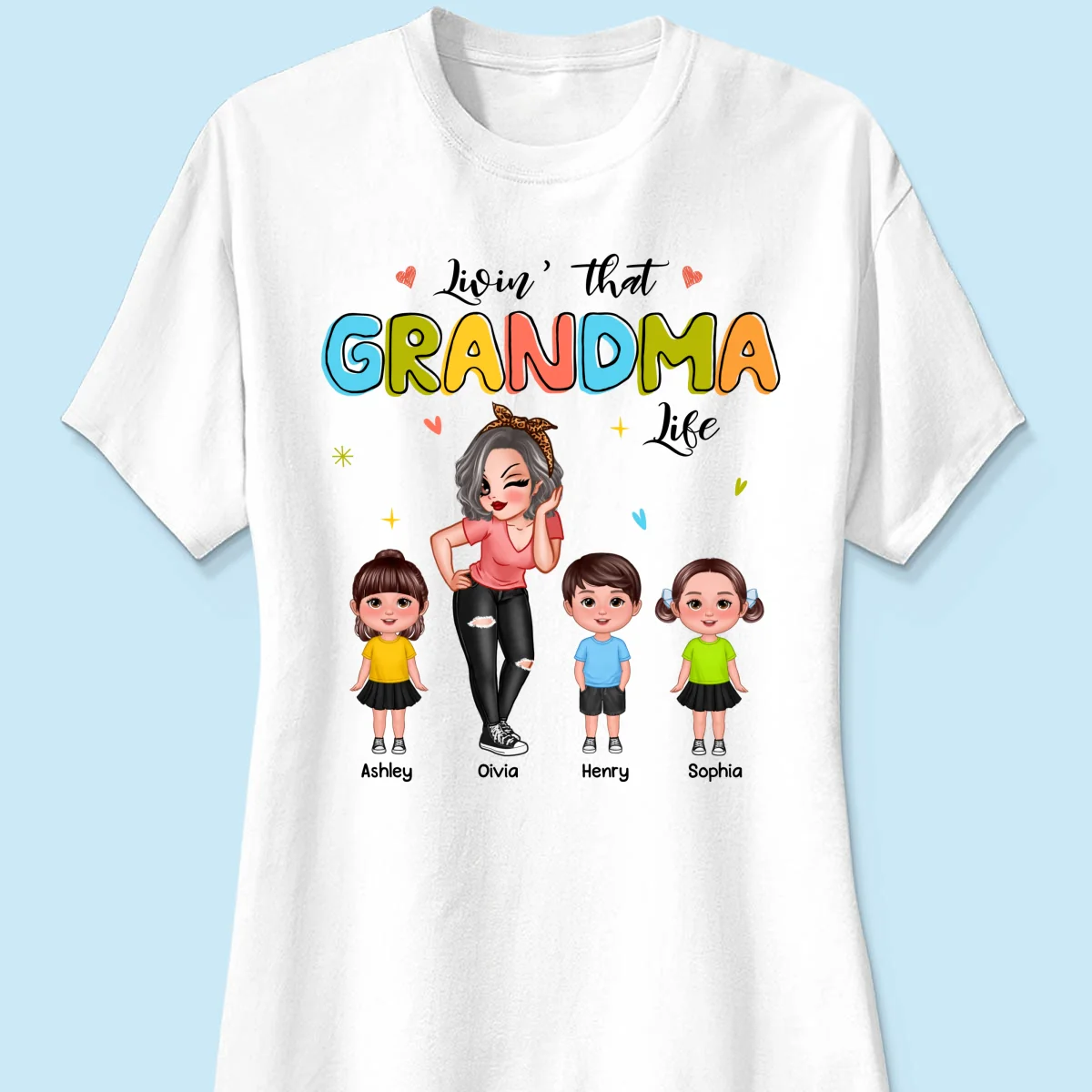 Colorful Livin‘ That Grandma Life Gift For Grandma Personalized Shirt - Image 9