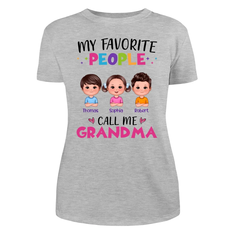 Colorful My Favorite People Call Me Grandma Doll Kids Personalized Shirt - Image 10