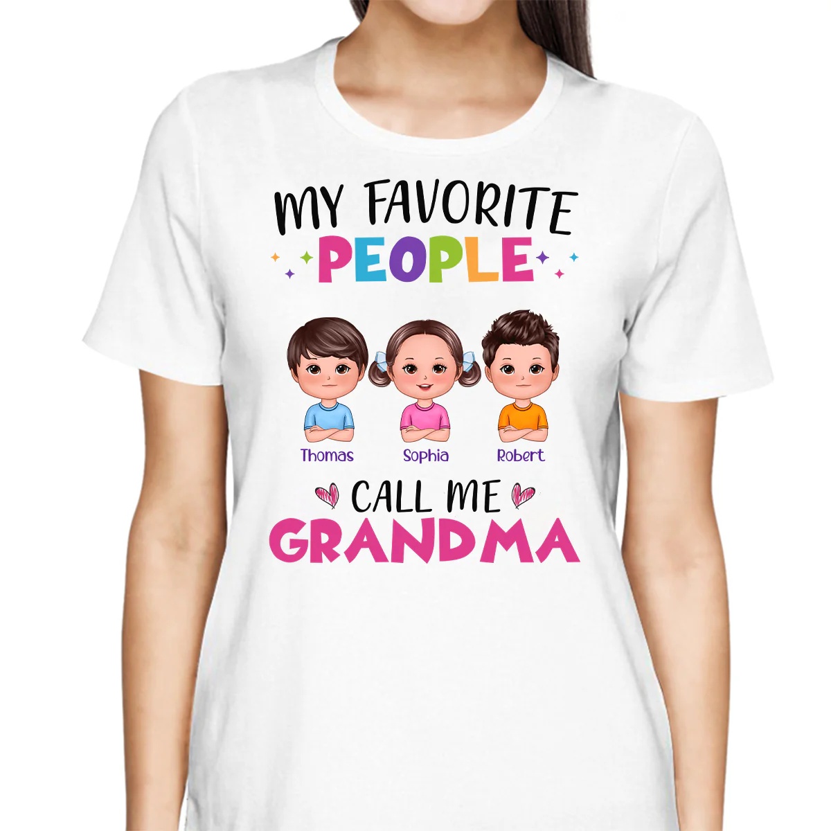 Colorful My Favorite People Call Me Grandma Doll Kids Personalized Shirt - Image 2
