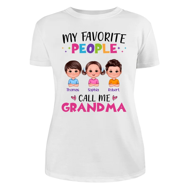 Colorful My Favorite People Call Me Grandma Doll Kids Personalized Shirt - Image 9