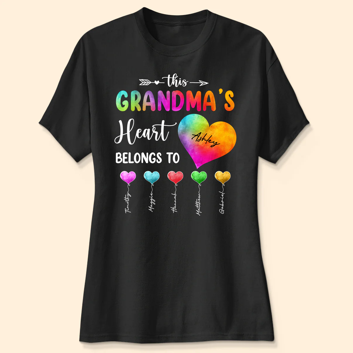 Colorful Patterned This Grandma Heart Belongs To Personalized Shirt - Image 4