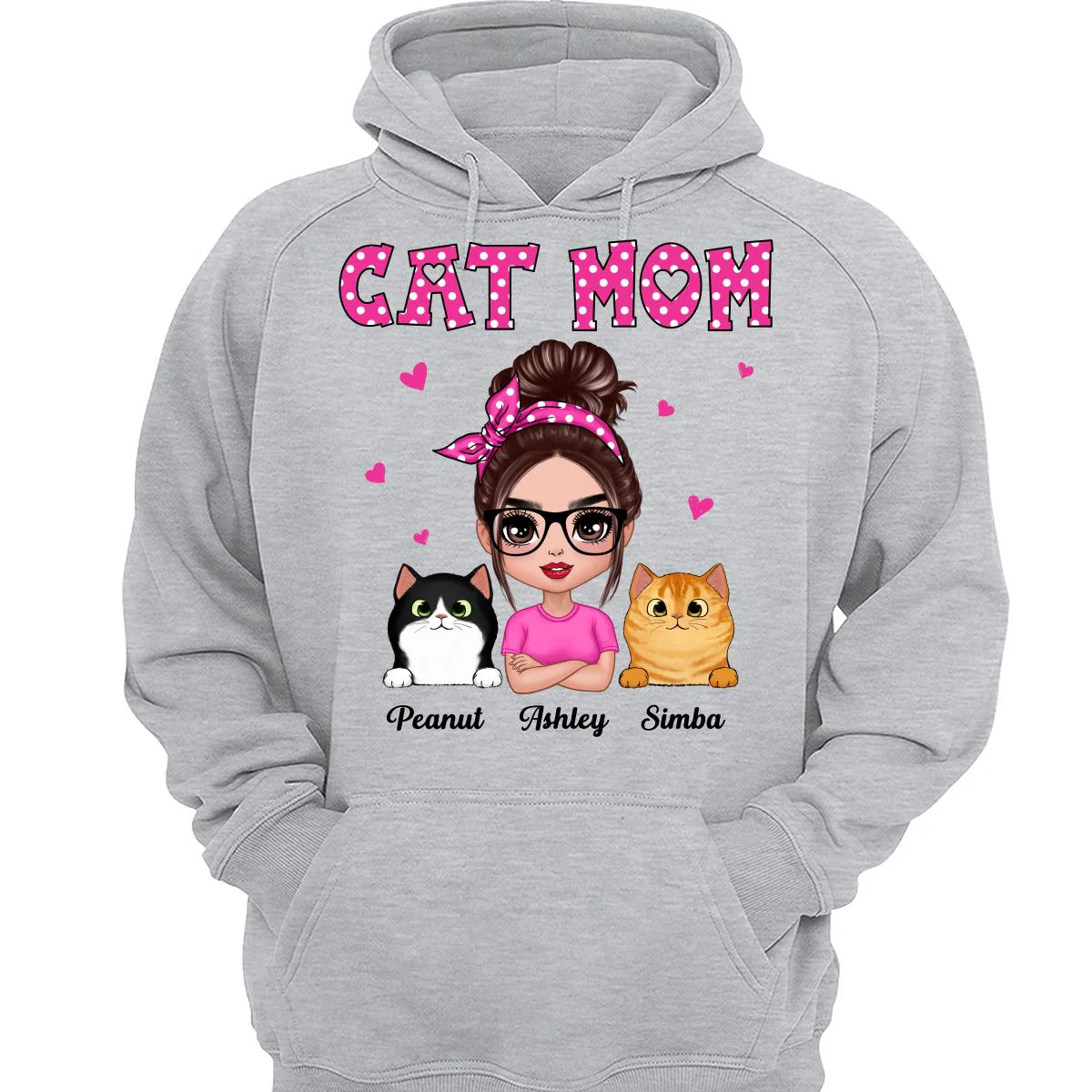 Colorful Polka Dot Pattern Doll Cat Mom Personalized Shirt - Image 3