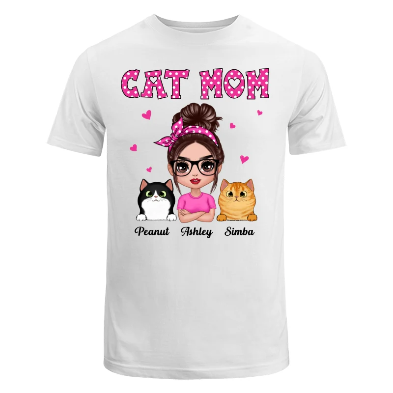 Colorful Polka Dot Pattern Doll Cat Mom Personalized Shirt - Image 5