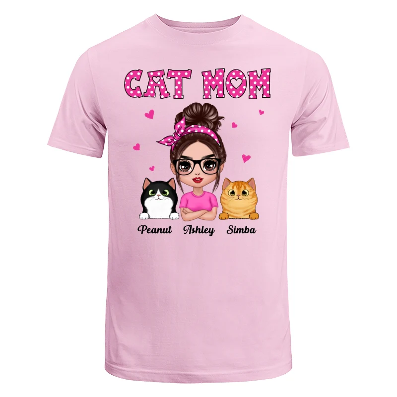 Colorful Polka Dot Pattern Doll Cat Mom Personalized Shirt - Image 7