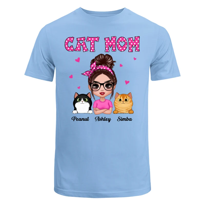 Colorful Polka Dot Pattern Doll Cat Mom Personalized Shirt - Image 8