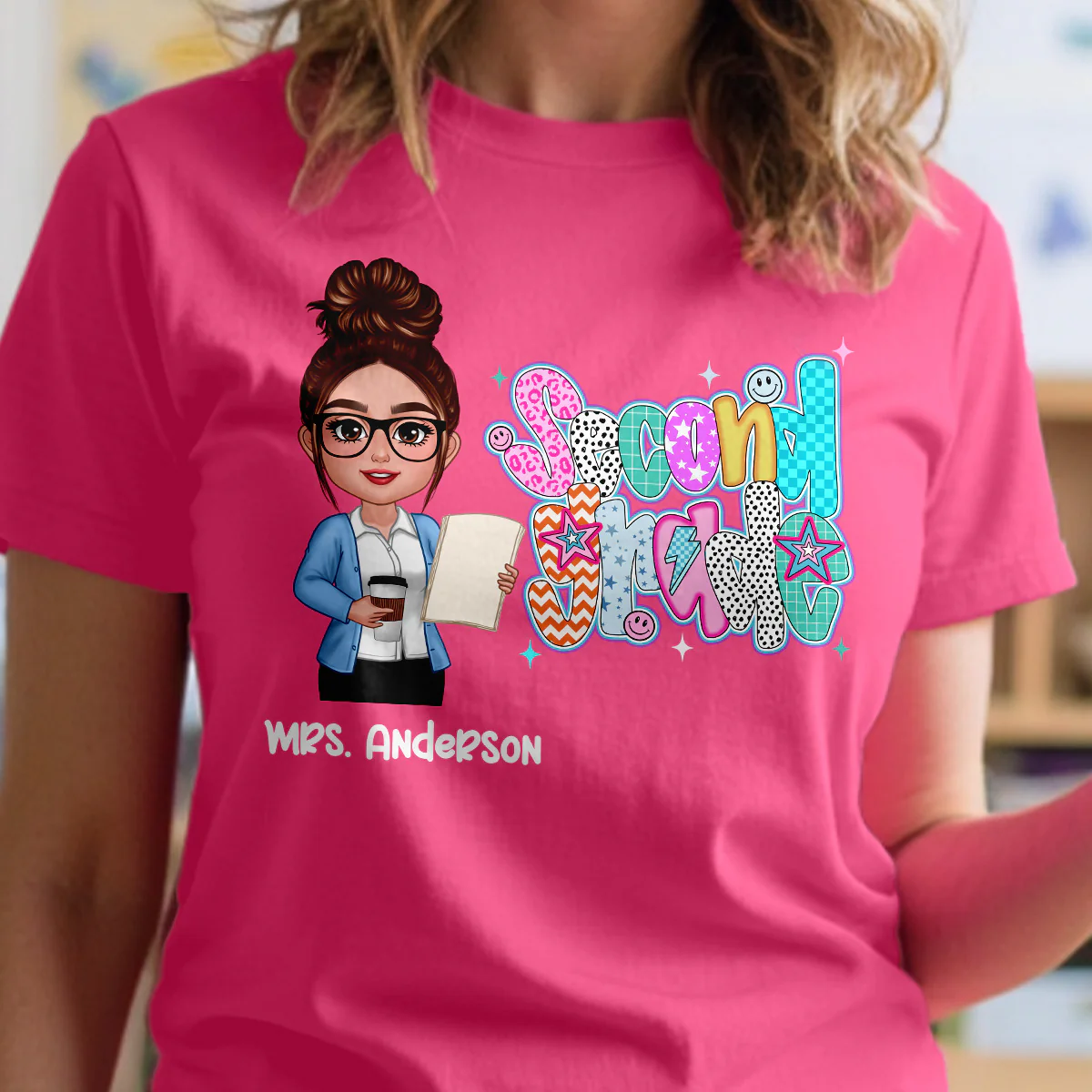 Colorful Preppy Style Teacher Custom Grade Personalized Shirt - Image 3