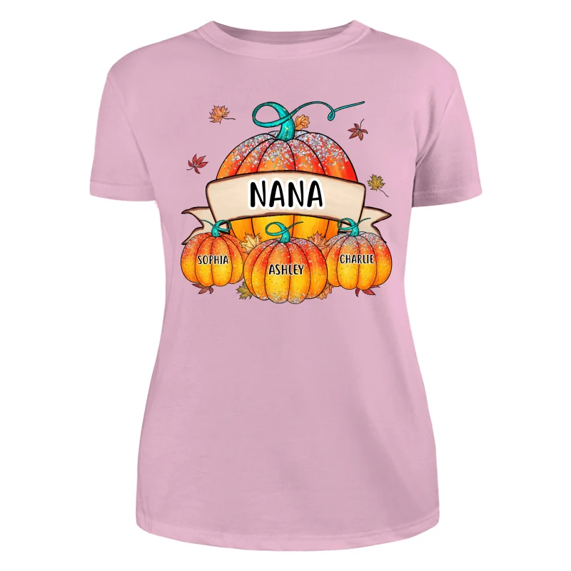 Colorful Pumpkins Grandma Mom Kids Fall Season Personalized Shirt - Image 11