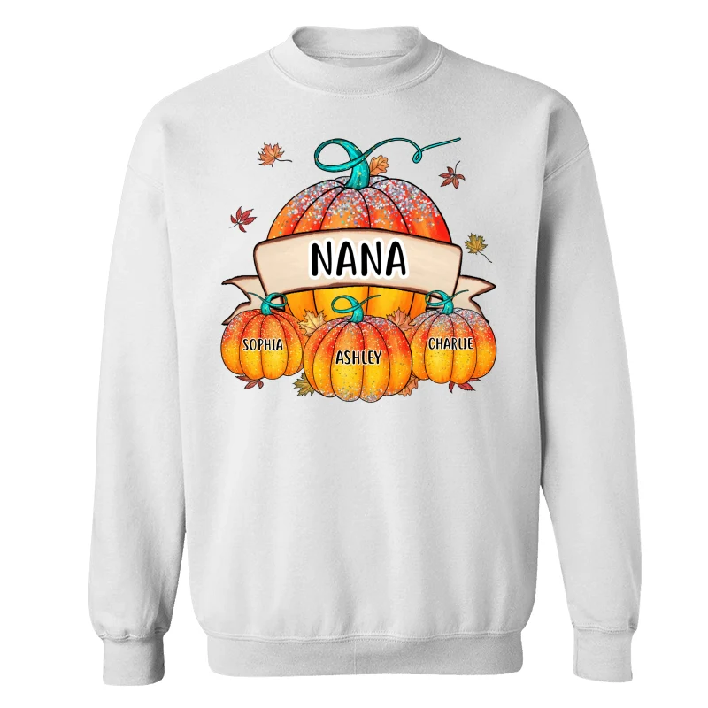 Colorful Pumpkins Grandma Mom Kids Fall Season Personalized Shirt - Image 17