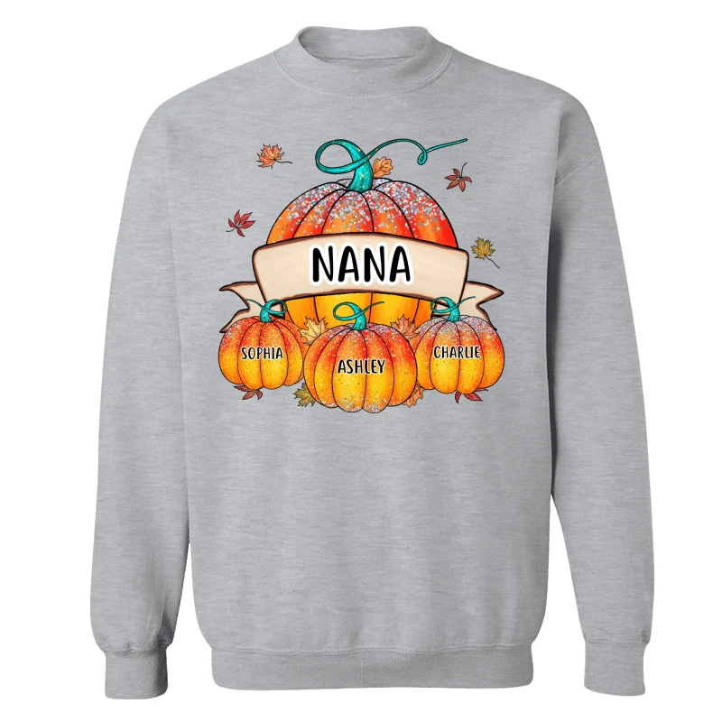 Colorful Pumpkins Grandma Mom Kids Fall Season Personalized Shirt - Image 18