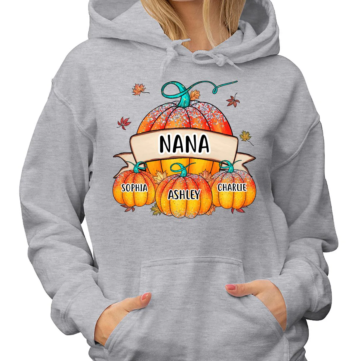 Colorful Pumpkins Grandma Mom Kids Fall Season Personalized Shirt - Image 4