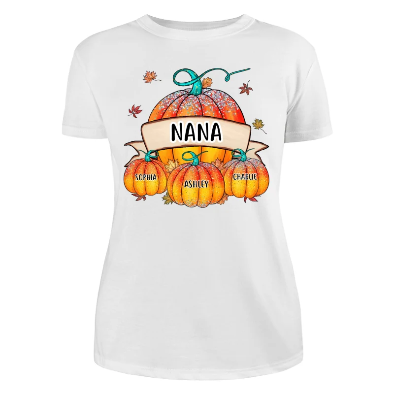 Colorful Pumpkins Grandma Mom Kids Fall Season Personalized Shirt - Image 9