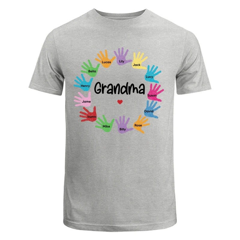Colorful Sketch Handprints Grandma Mom Kids Names Personalized Shirt - Image 6