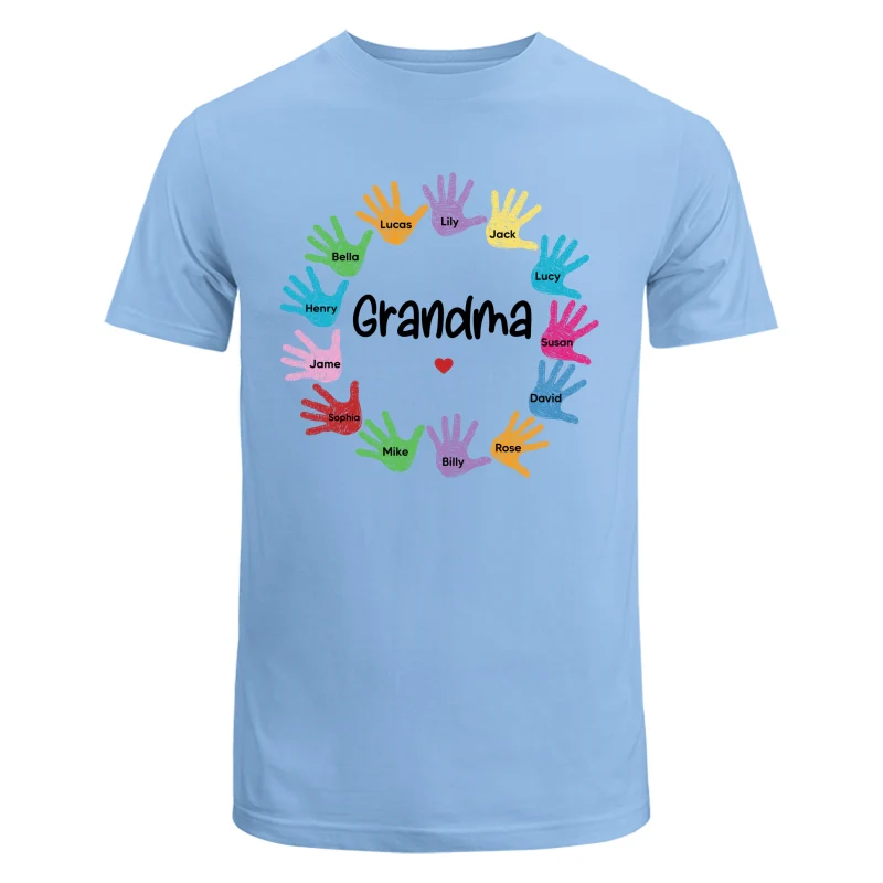 Colorful Sketch Handprints Grandma Mom Kids Names Personalized Shirt - Image 8