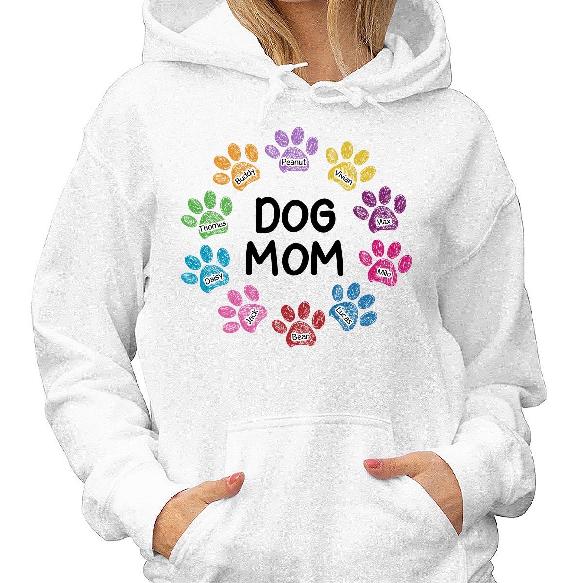 Colorful Sketch Paws Dog Mom Personalized Shirt - Image 4
