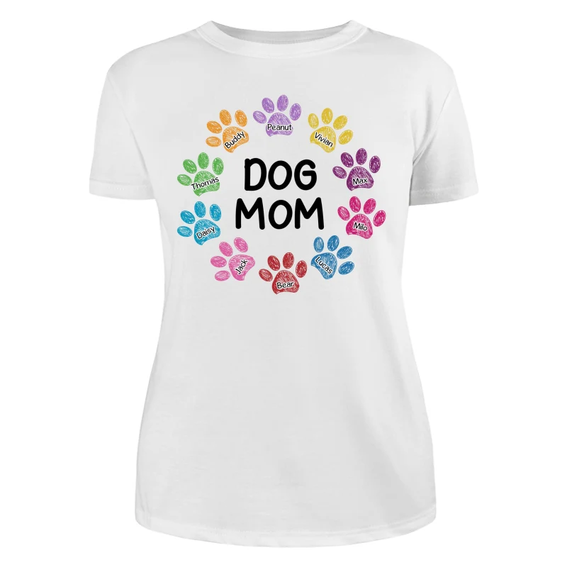 Colorful Sketch Paws Dog Mom Personalized Shirt - Image 9