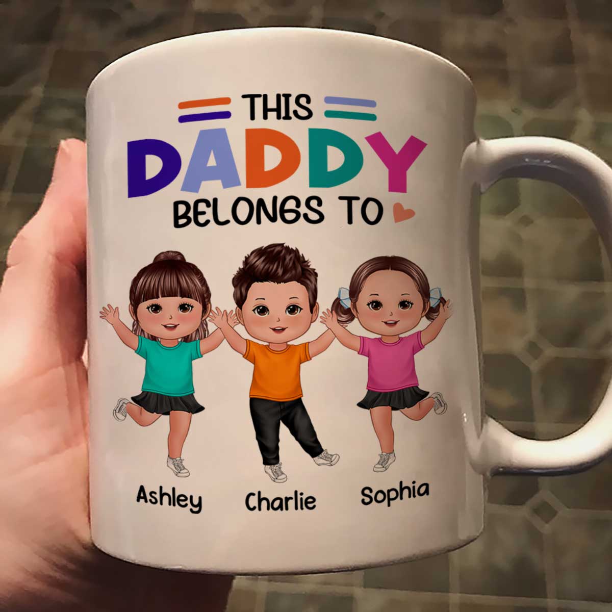 Colorful This Daddy Belongs To Happy Doll Kid Father‘s Day Gift For Dad Personalized Mug - Image 2