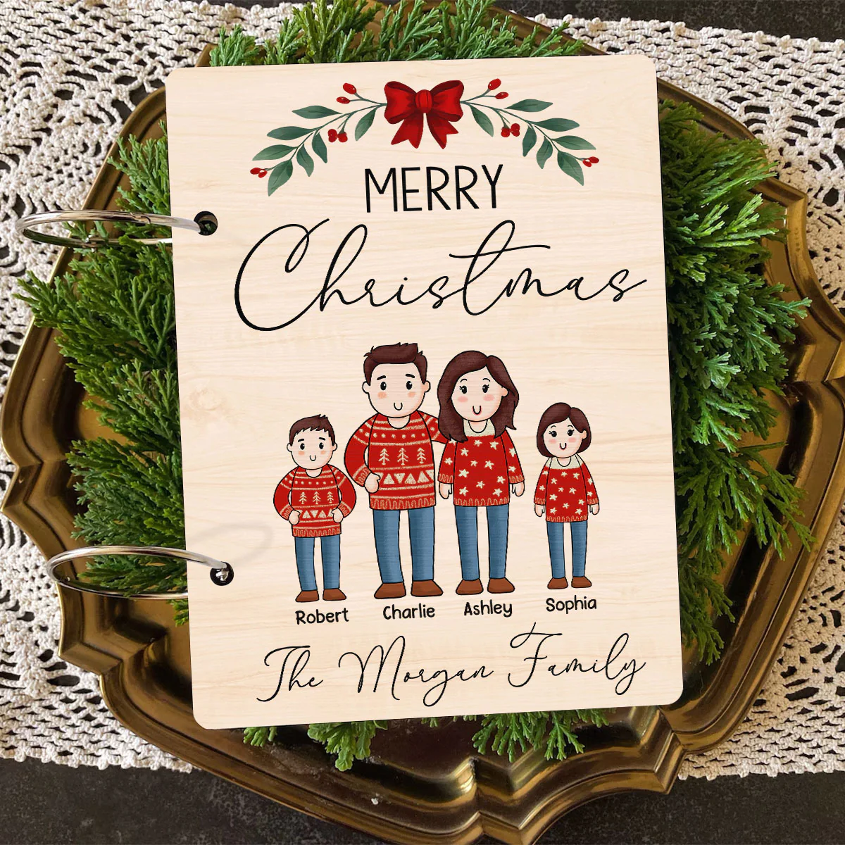 Comic Family Cards Of Christmas Past Personalized Card Keeper Card Organizer