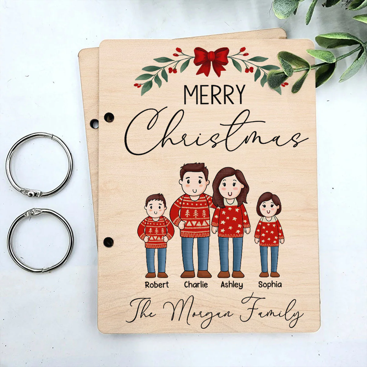 Comic Family Cards Of Christmas Past Personalized Card Keeper Card Organizer - Image 3