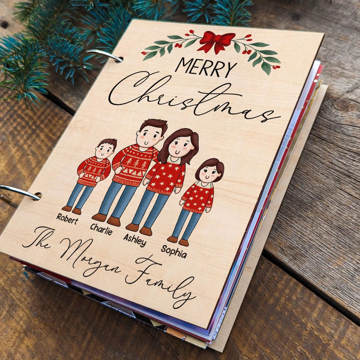 Comic Family Cards Of Christmas Past Personalized Card Keeper Card Organizer - Image 4