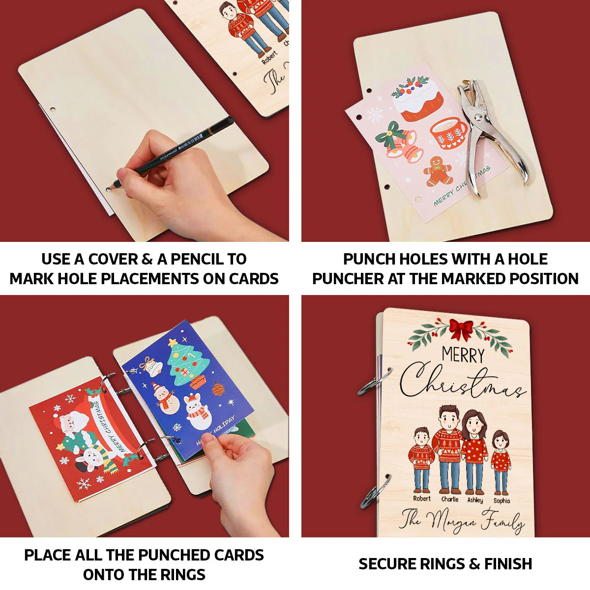 Comic Family Cards Of Christmas Past Personalized Card Keeper Card Organizer - Image 8