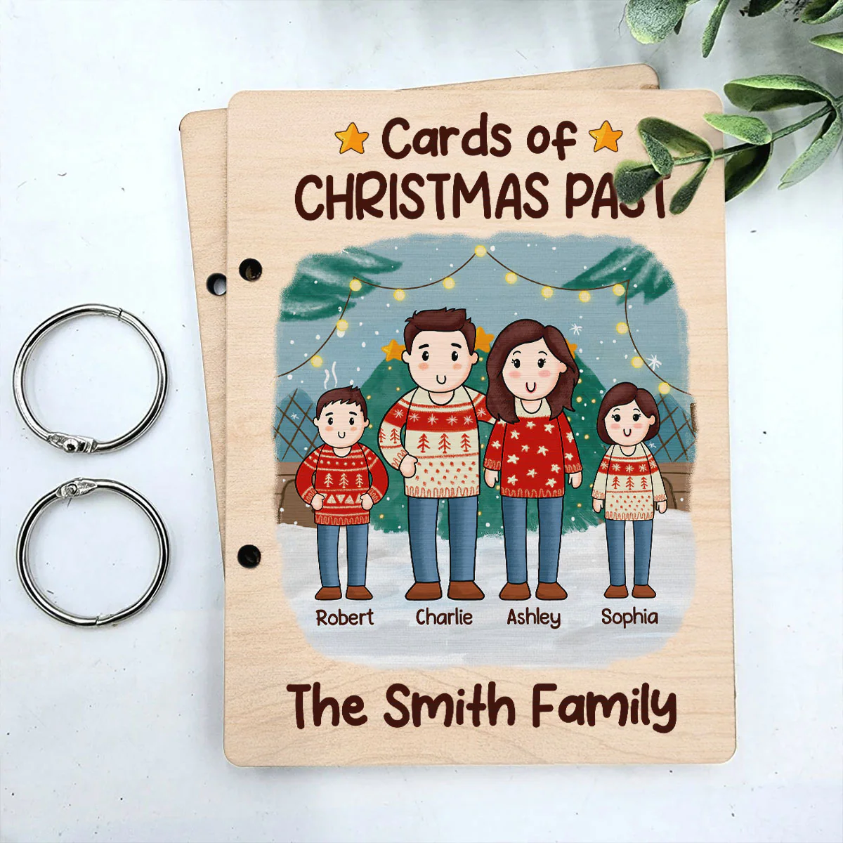 Comic Family Christmas Personalized Card Keeper, Card Holder, Card Book, Cards Keepsake - Image 3