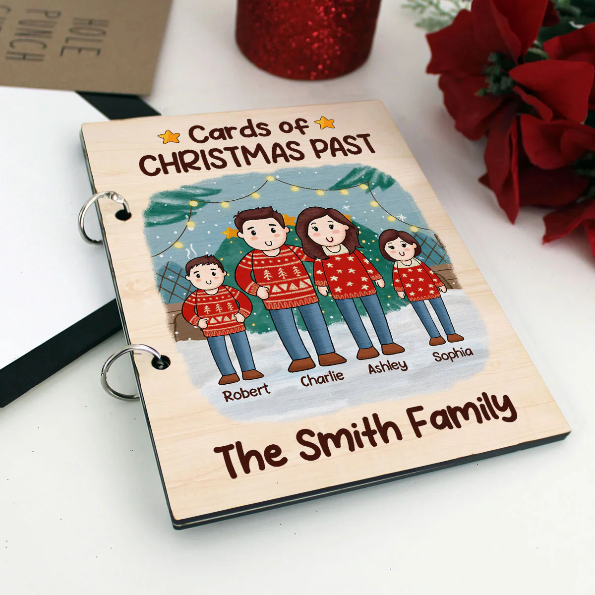 Comic Family Christmas Personalized Card Keeper, Card Holder, Card Book, Cards Keepsake - Image 7