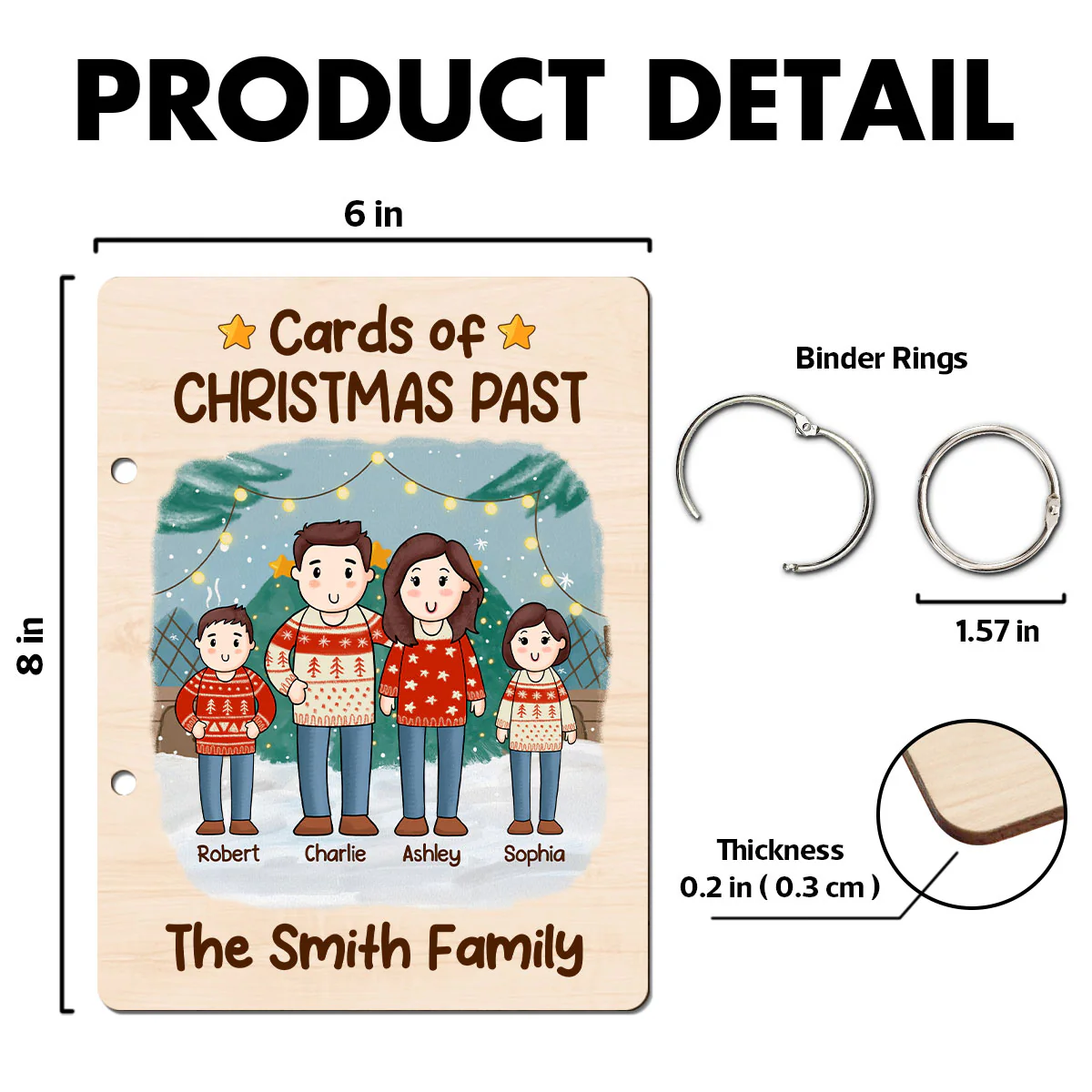 Comic Family Christmas Personalized Card Keeper, Card Holder, Card Book, Cards Keepsake - Image 9