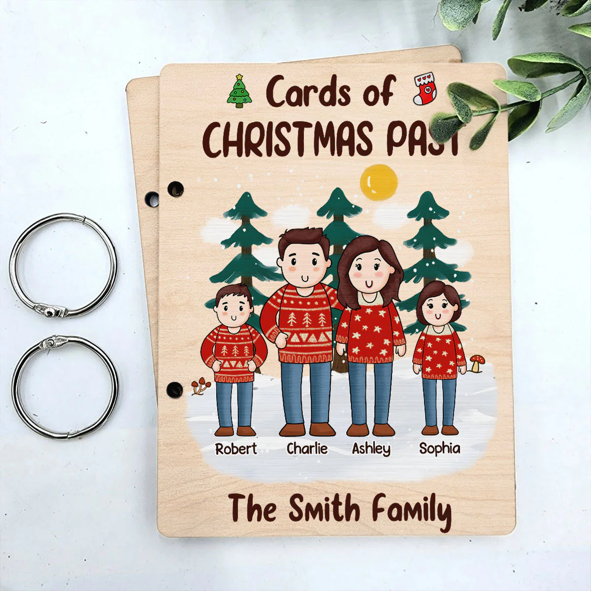 Comic Family Together Christmas Personalized Card Keeper, Card Holder, Card Book, Cards Keepsake - Image 3