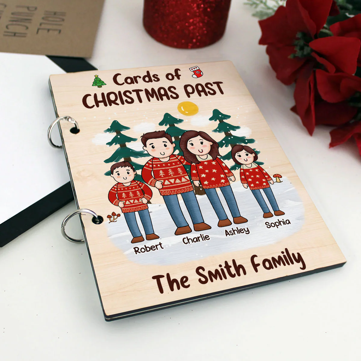Comic Family Together Christmas Personalized Card Keeper, Card Holder, Card Book, Cards Keepsake - Image 7
