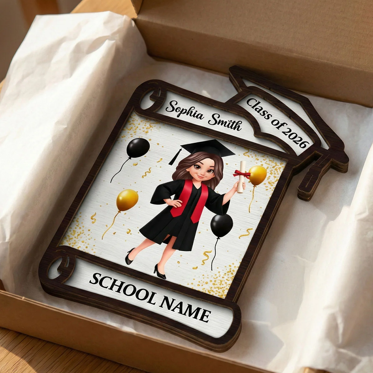 Congrats Class Of 2026 2027 Senior - Personalized 2-Layered Wooden Plaque - Graduation Gift For Graduates, Daughter, Son - Image 3