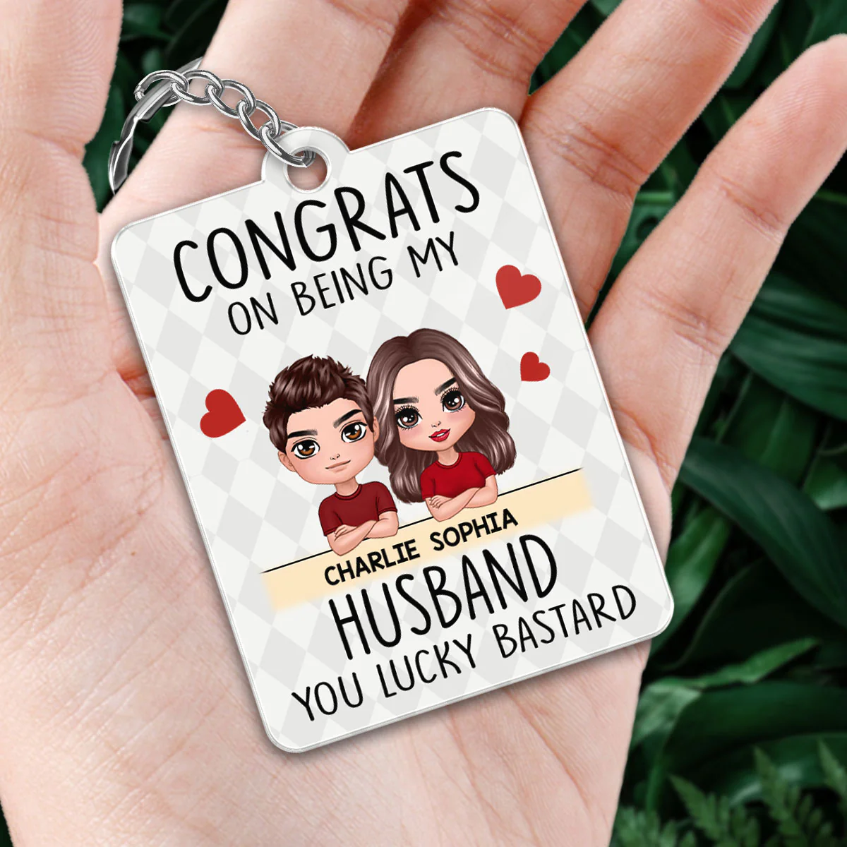 Congrats On Being Couple Doll Favorite Song QR Code Personalized Acrylic Keychain - Image 2