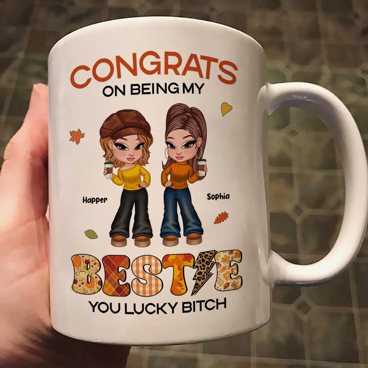 Congrats On Being My Bestie Sister Fall Season Y2K Style Personalized Mug - Image 2