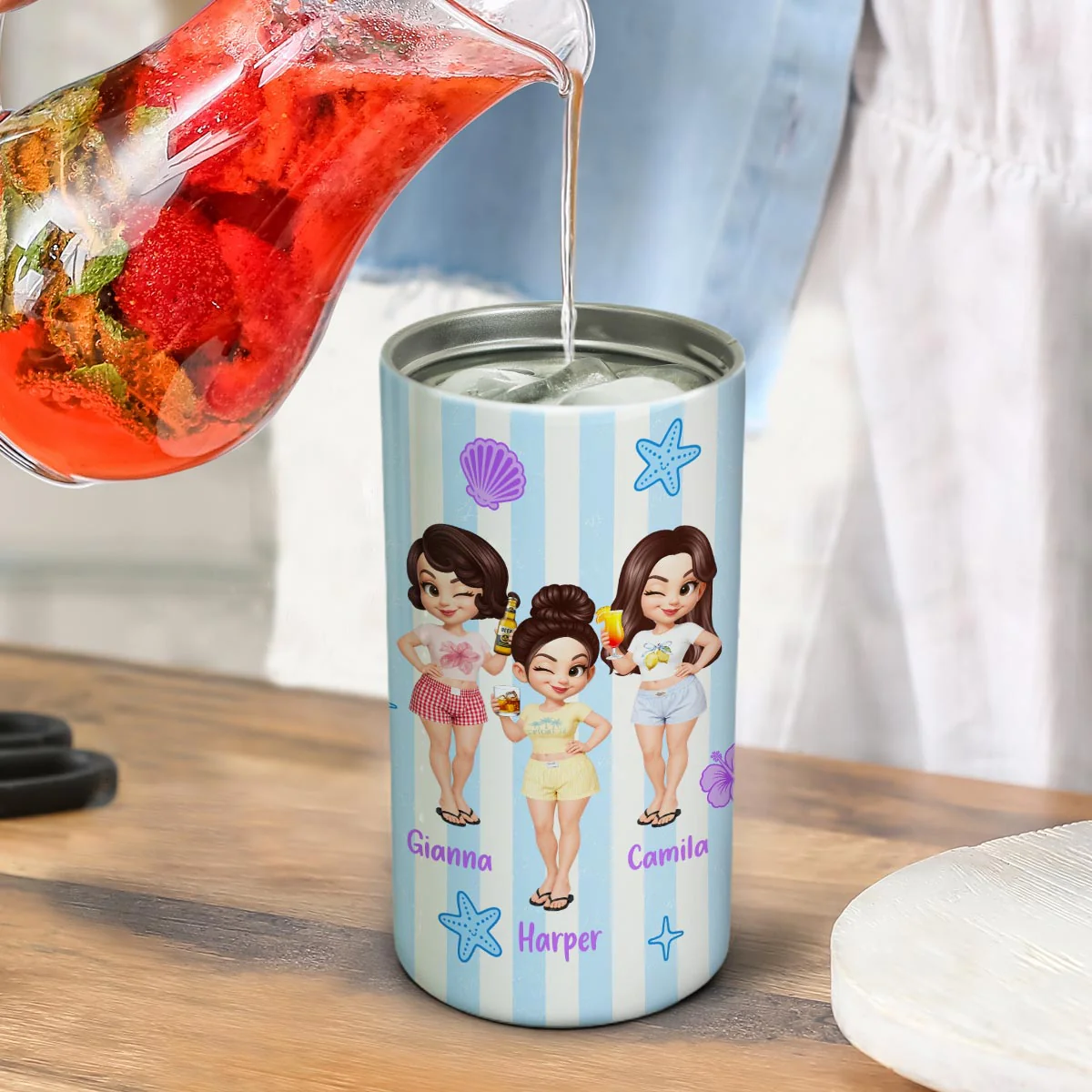 Congrats On Being My Bestie Stripe Style - Personalized Can Cooler - Summer - Image 5