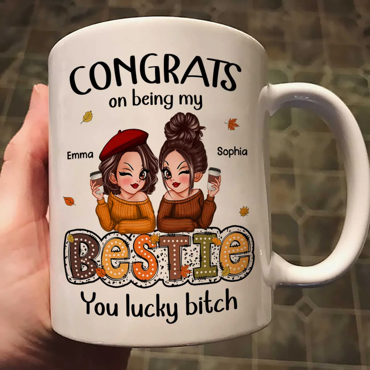 Congrats On Being My Besties Fall Season Gift, Personalized Mug - Image 4