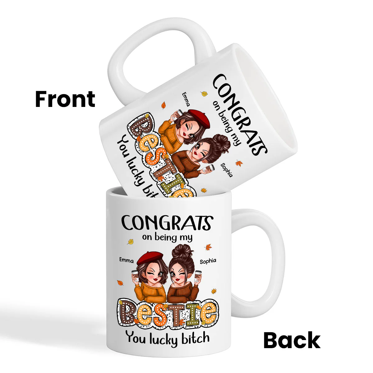 Congrats On Being My Besties Fall Season Gift, Personalized Mug - Image 5