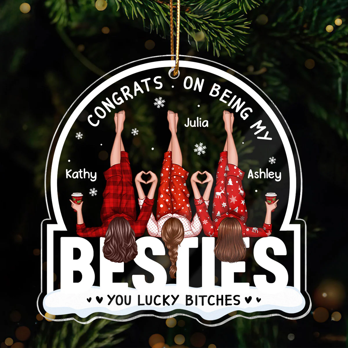 Congrats On Being My Besties Sisters Personalized Acrylic Ornament, Unique Christmas Gift For Besties Sisters