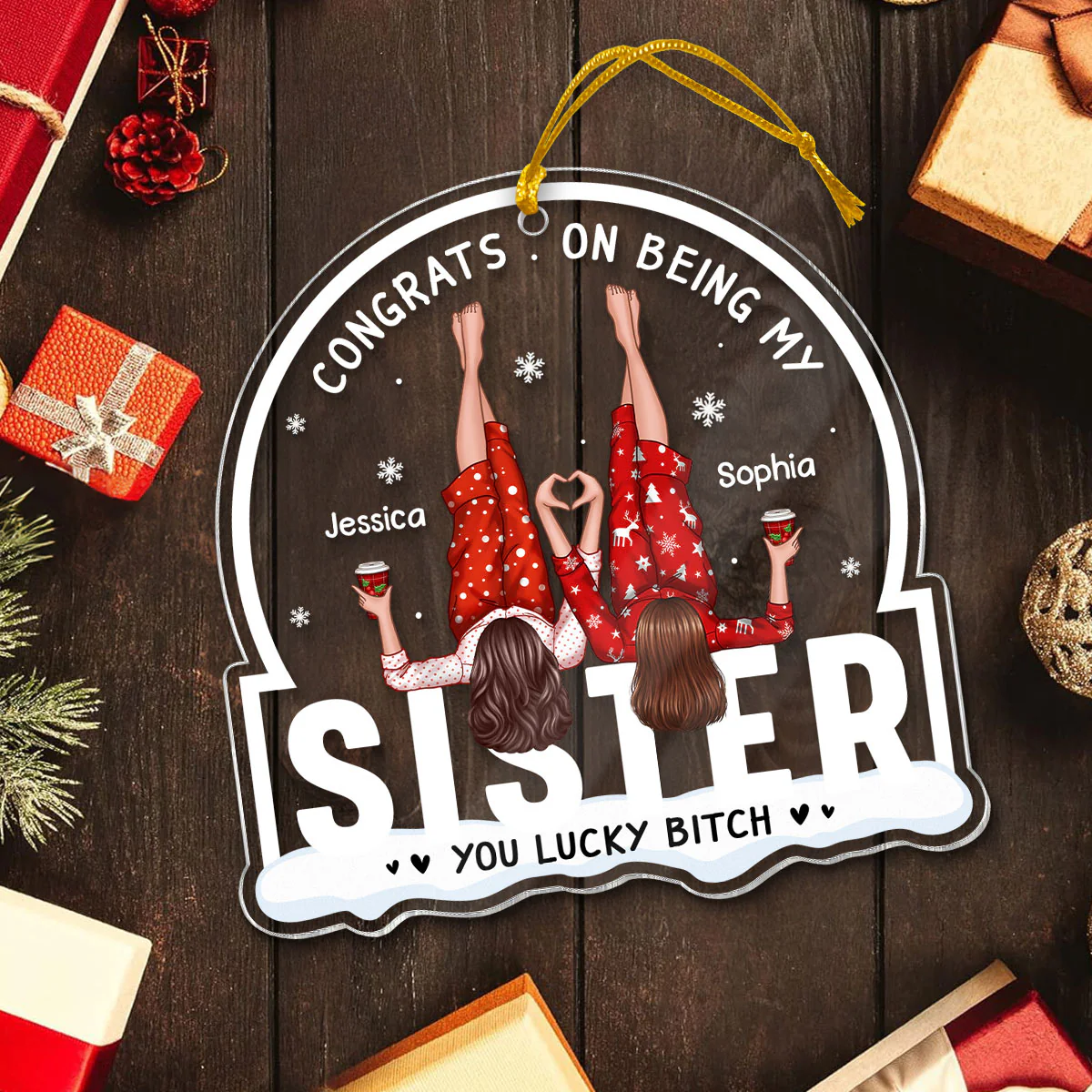 Congrats On Being My Besties Sisters Personalized Acrylic Ornament, Unique Christmas Gift For Besties Sisters - Image 4