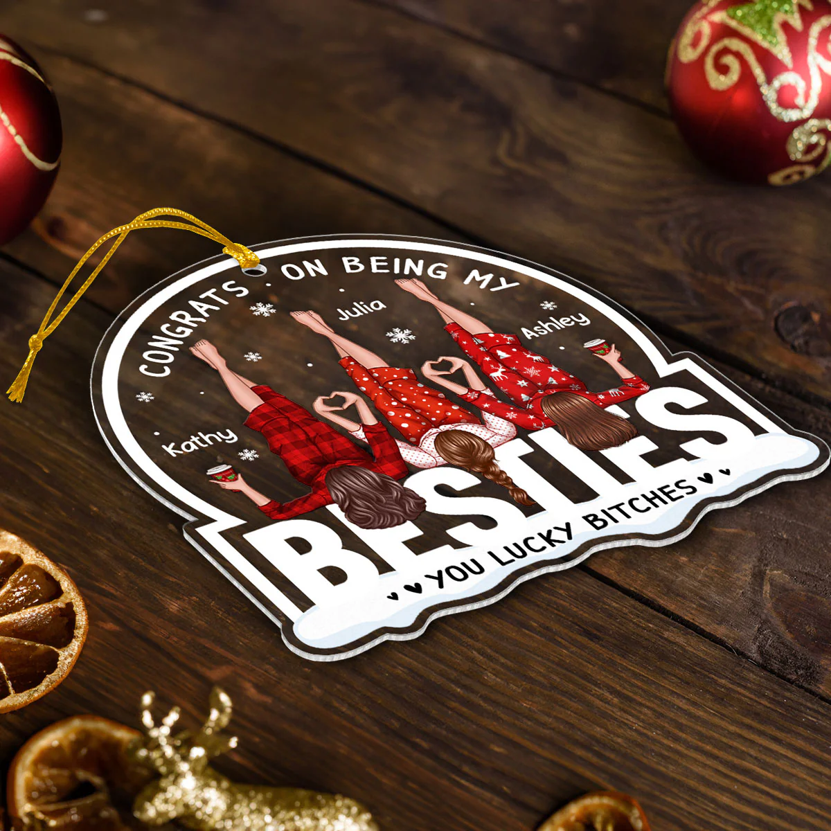 Congrats On Being My Besties Sisters Personalized Acrylic Ornament, Unique Christmas Gift For Besties Sisters - Image 5