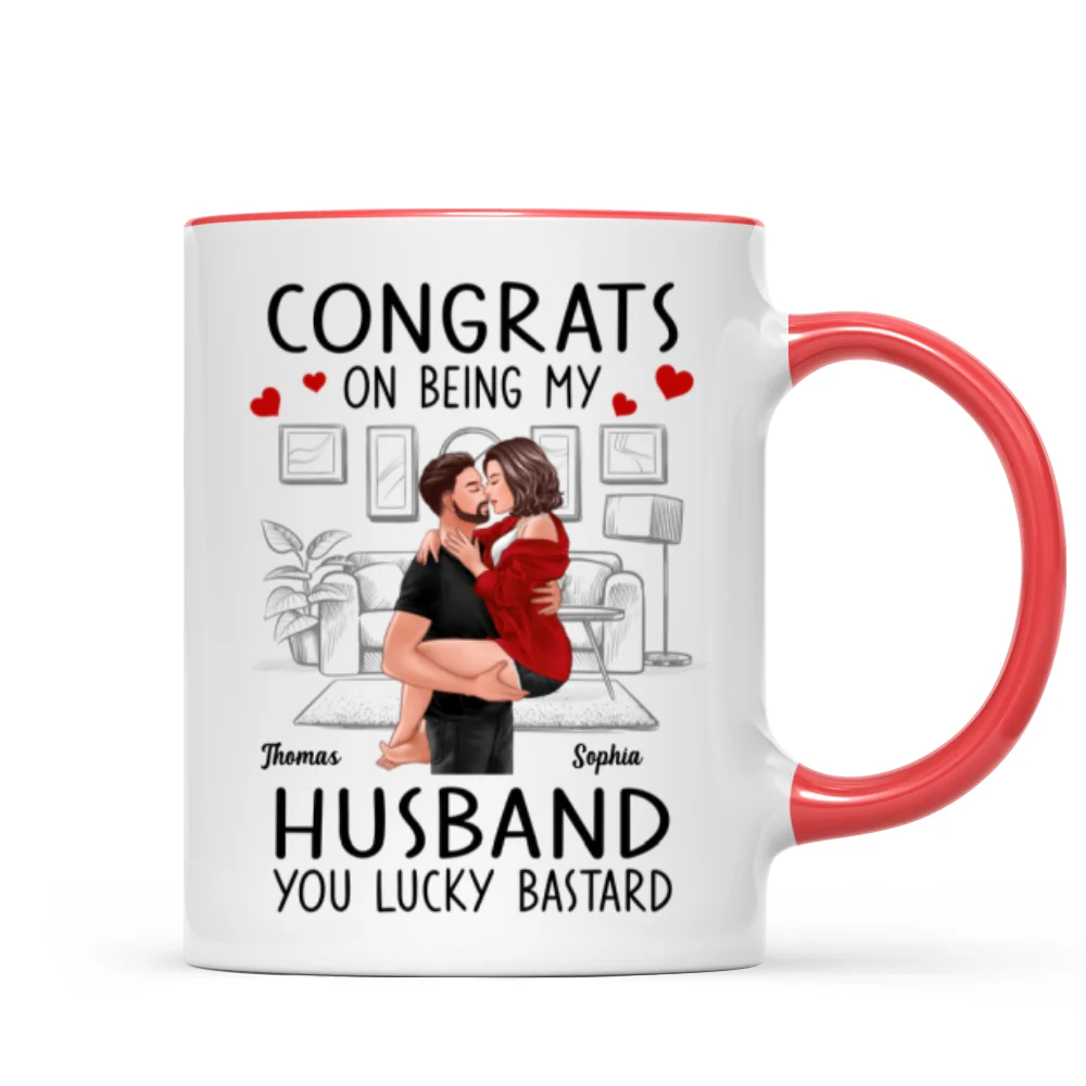 Congrats On Being My Boyfriend Husband Man Holding Woman Kissing Personalized Mug - Image 7