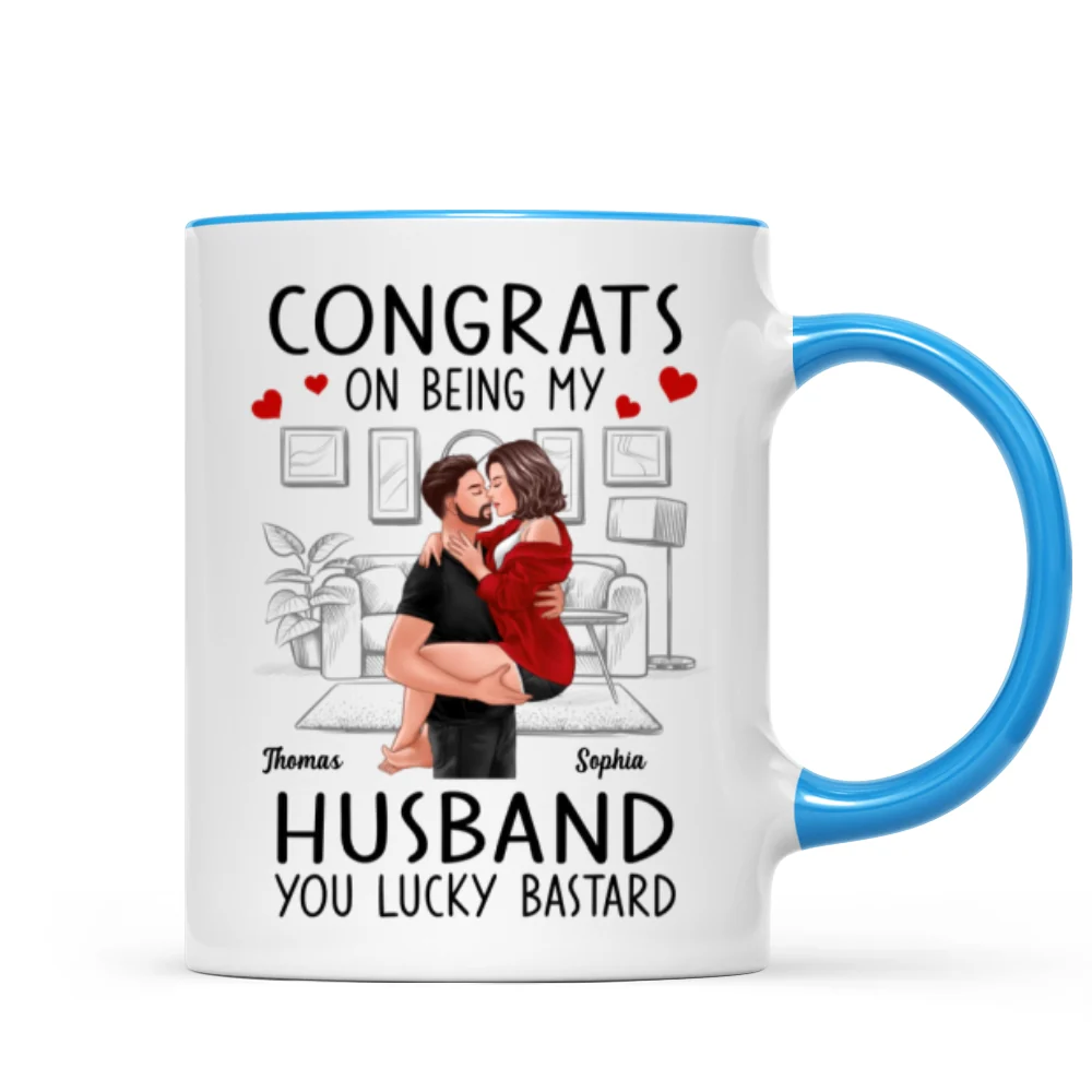Congrats On Being My Boyfriend Husband Man Holding Woman Kissing Personalized Mug - Image 8