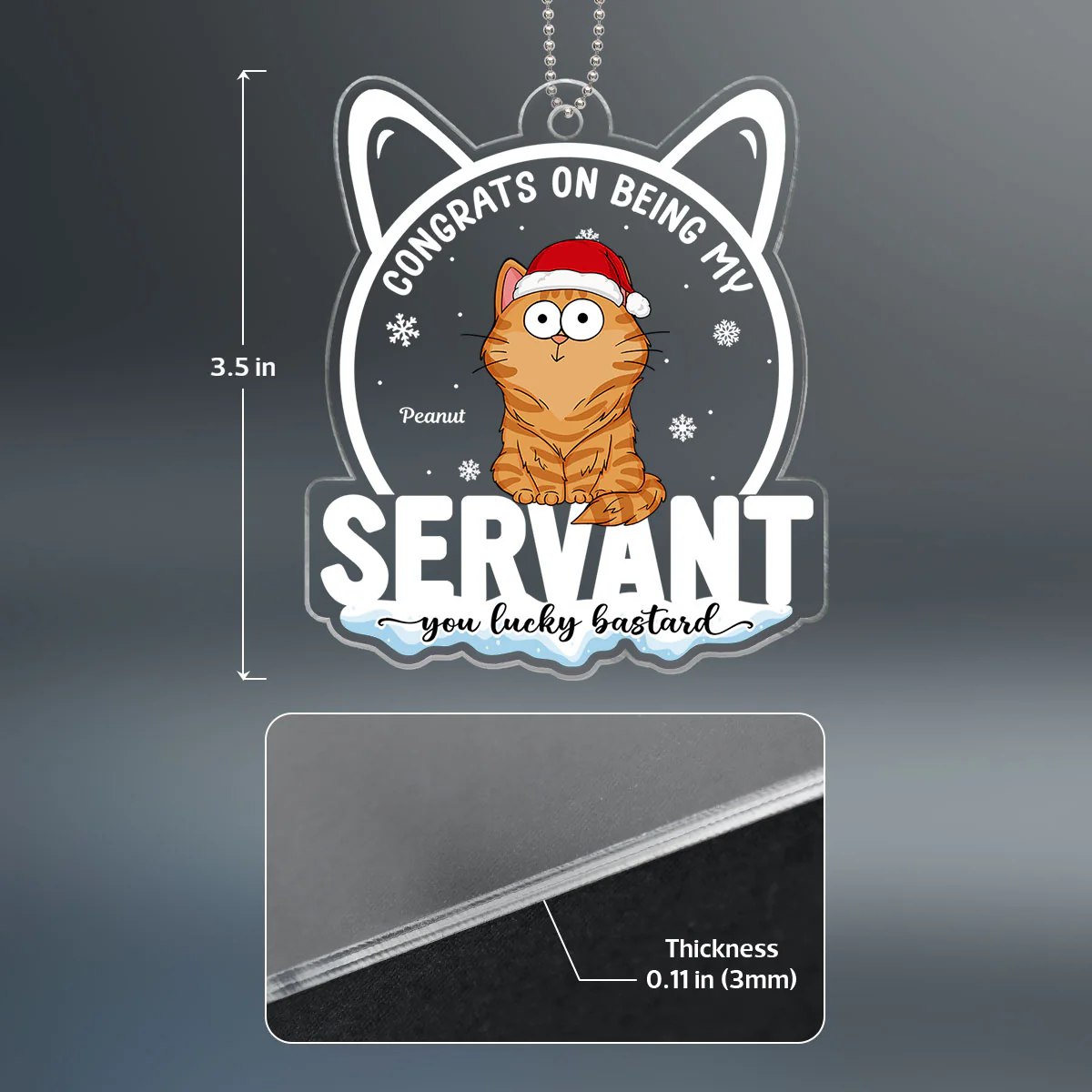 Congrats On Being My Cat Mom Human Servant Funny Cat Expression Personalized Acrylic Ornament - Image 4