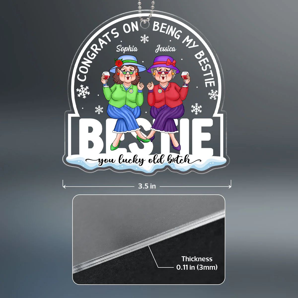 Congrats On Being My Friend Christmas Gift For Best Friend Personalized Acrylic Ornament - Image 4