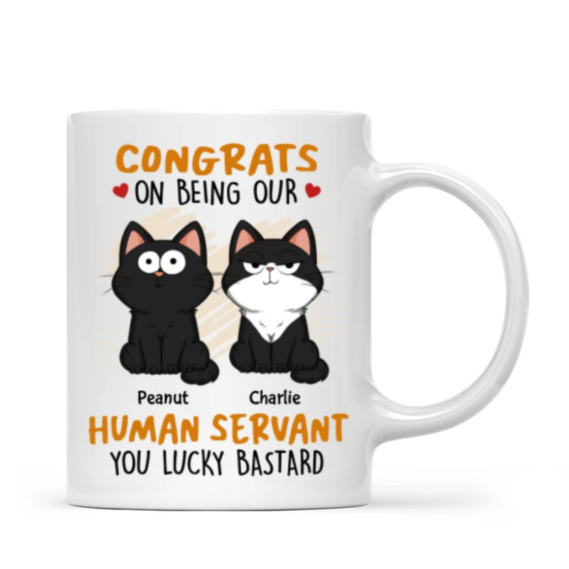 Congrats On Being My Human Servant Funny Cat Expression Personalized Mug - Image 5
