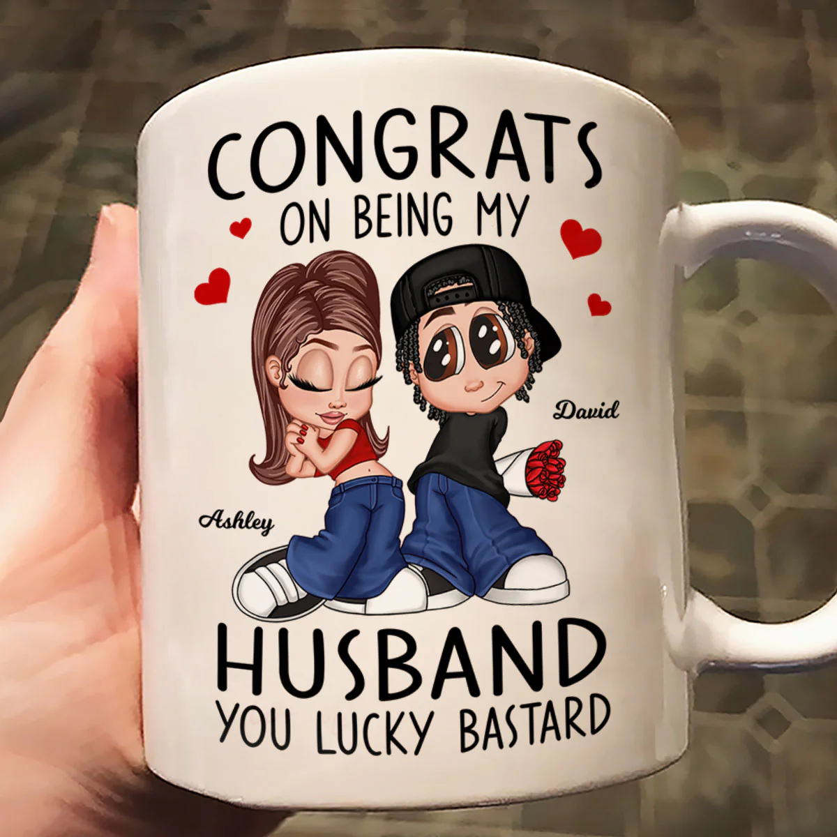 Congrats On Being My Husband You Lucky Bastard, Funny Personalized Mug, Gift For Him - Image 2