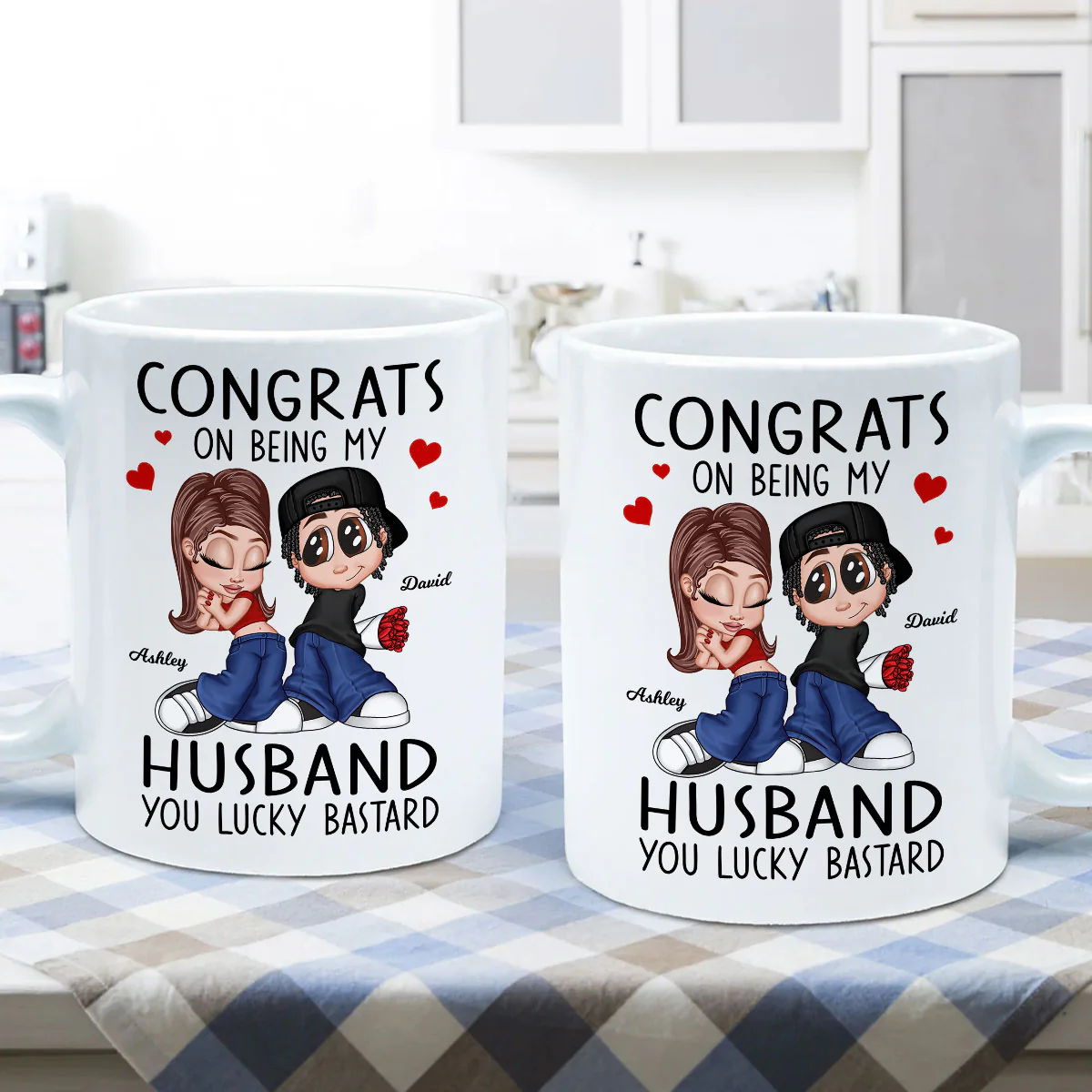 Congrats On Being My Husband You Lucky Bastard, Funny Personalized Mug, Gift For Him - Image 6