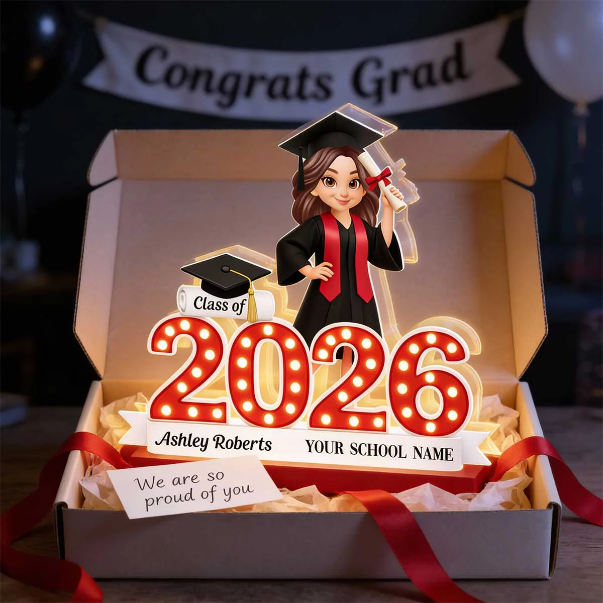 Congratulation Class Of Graduation Senior - Personalized Light Box - Gift For Graduation Day, Graduation Gift, Keepsake - Image 2