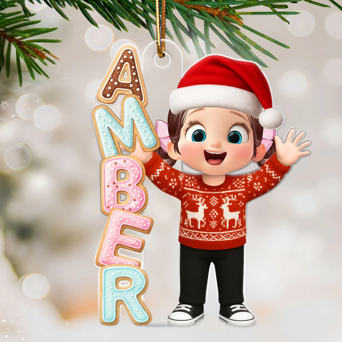 Cookies Alphabet Custom Kid Name - Personalized Acrylic Ornament - Christmas Gift for Kid, Grandkids - Image 3