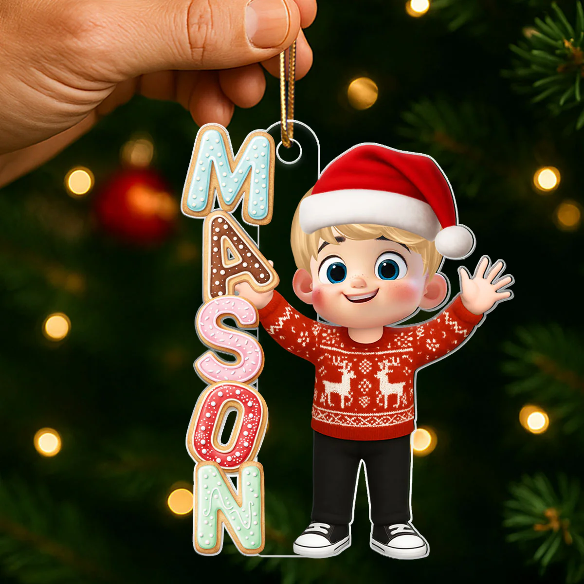 Cookies Alphabet Custom Kid Name - Personalized Acrylic Ornament - Christmas Gift for Kid, Grandkids - Image 4