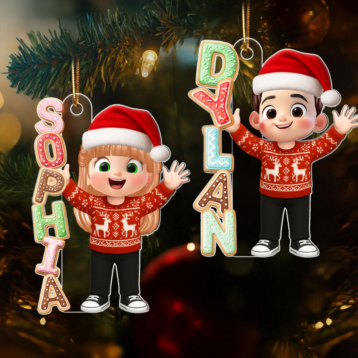 Cookies Alphabet Custom Kid Name - Personalized Acrylic Ornament - Christmas Gift for Kid, Grandkids - Image 8